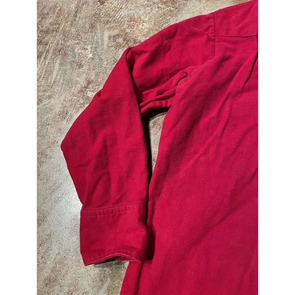 Vintage Lee USA Western Wear Red Pearl Snap Extra Long Tails 70s 80s Sz L/XL *‎